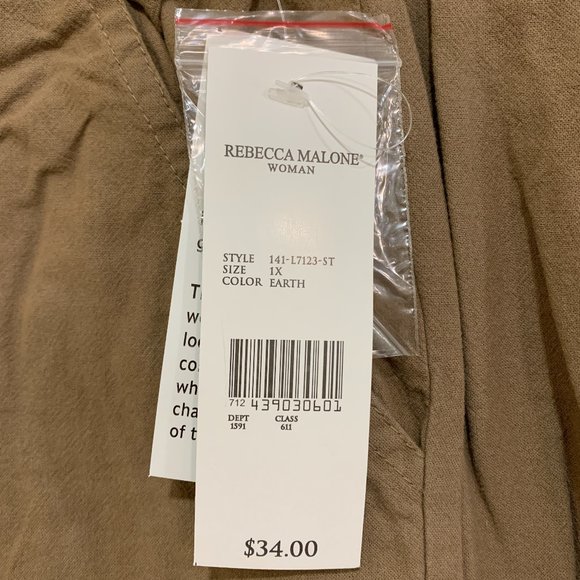 Rebecca Malone Pants & Jumpsuits Nwt Rebecca Malone Woman Cotton
